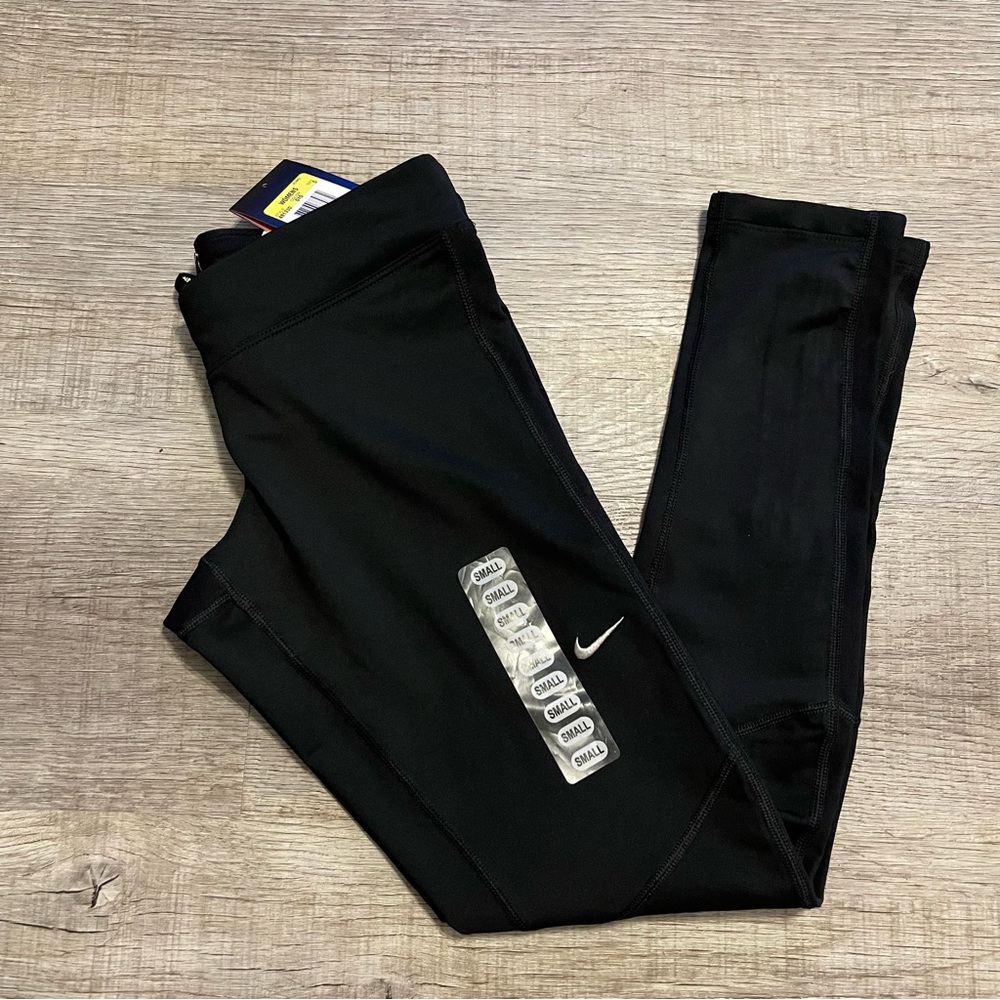 Nike running tights leggings women’s size small zippers on legs, pocket NWT